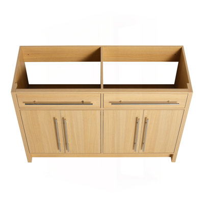 48" Freestanding Bathroom Vanity, 4-Soft Closing Door, Original Oak, Plywood, KD-PACKING, (Only Vanity, Excluding Sink)
