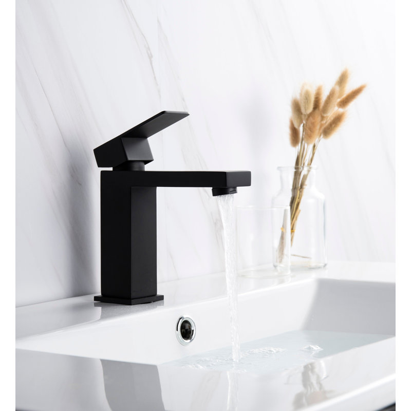 DAX Roma Single Handle Brass Bathroom Faucet, Black