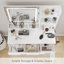 Ensemble de coiffeuse, bureau de coiffeuse avec tabouret, miroir lumineux à DEL et station de charge Lavin, blanc-2038880987