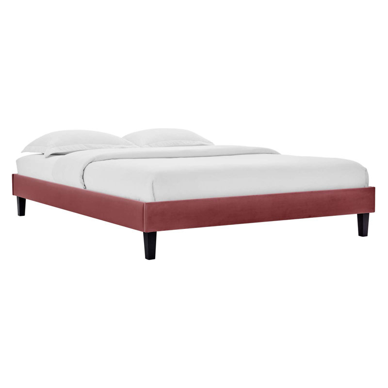 Reign Performance Velvet Platform Bed Frame, Dusty Rose, Queen