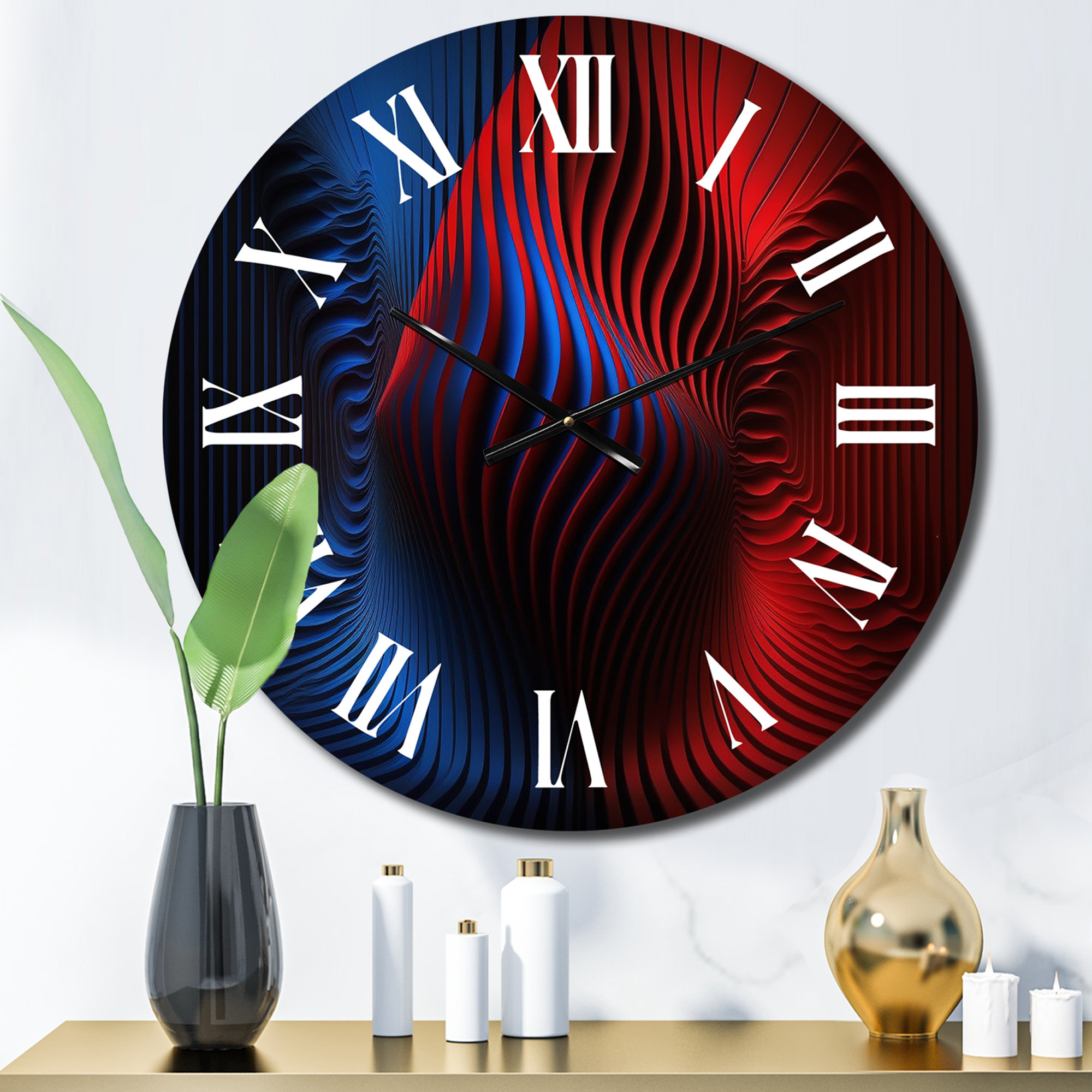 East Urban Home Portals Moire Matrix in Red and Blue II - Modern ...