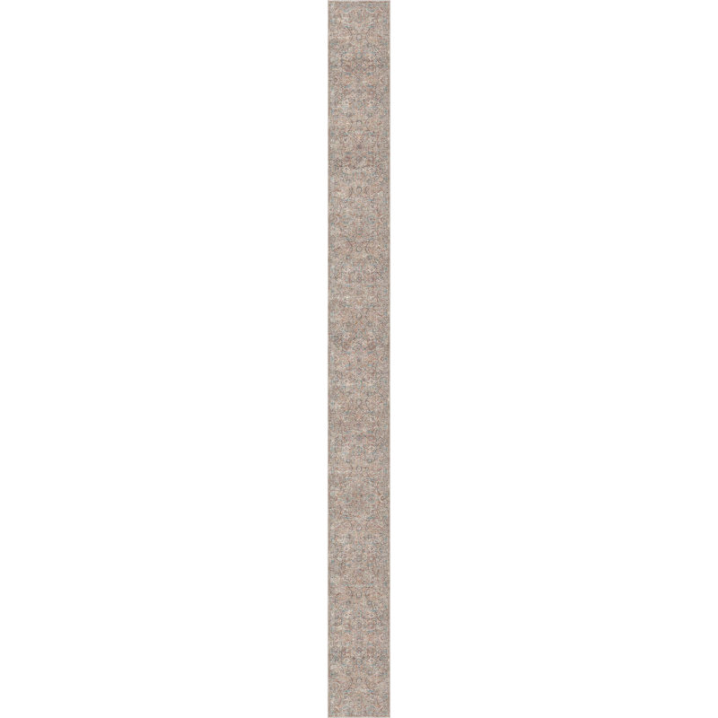 Emilia Vintage Persian Floral Ivory Flat-Weave Thin Rug, Runner 2'7" x 24'9"