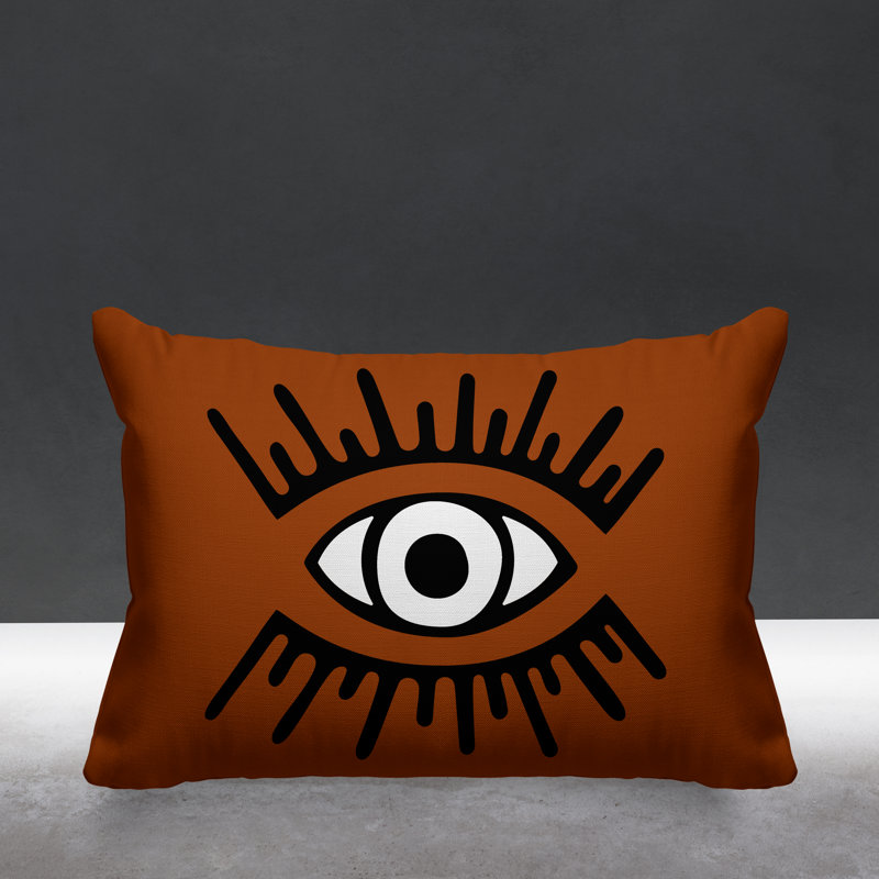Coussin intérieur / extérieur Miranda Evil Eye, Orange brûlé