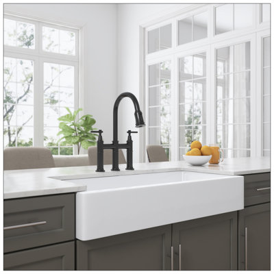 37"L X 19" W Farmhouse/Apron Front White Kitchen Sink
