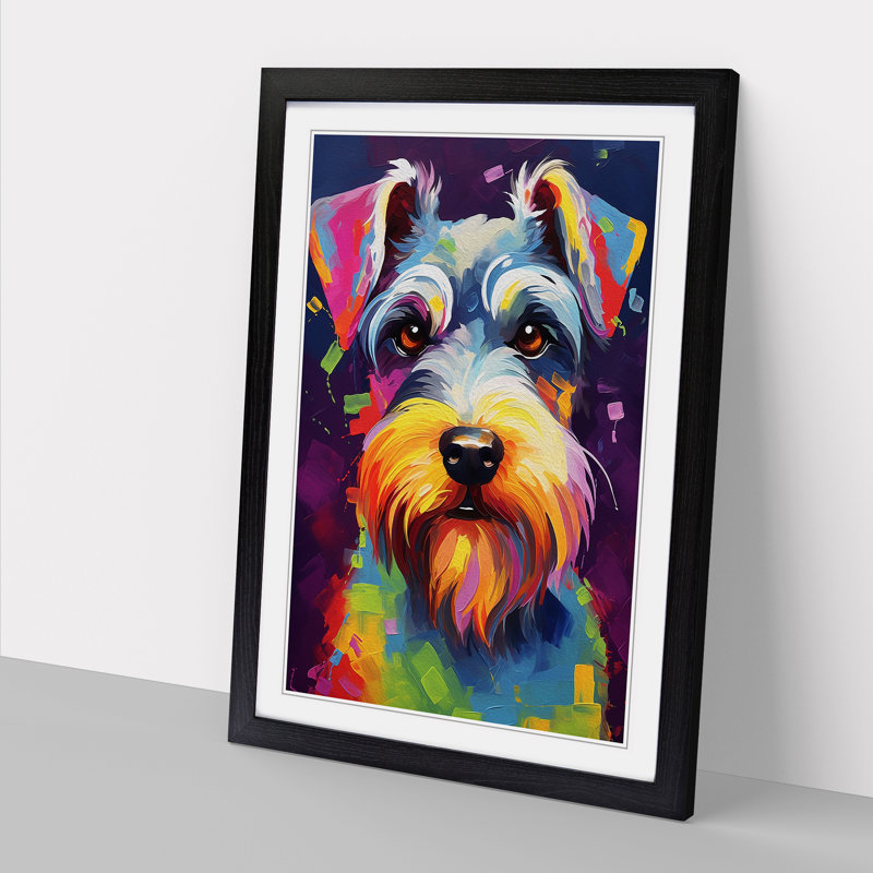 Schnauzer Abstract Art - Framed Print, 46cm H x 34cm W, Black Framed