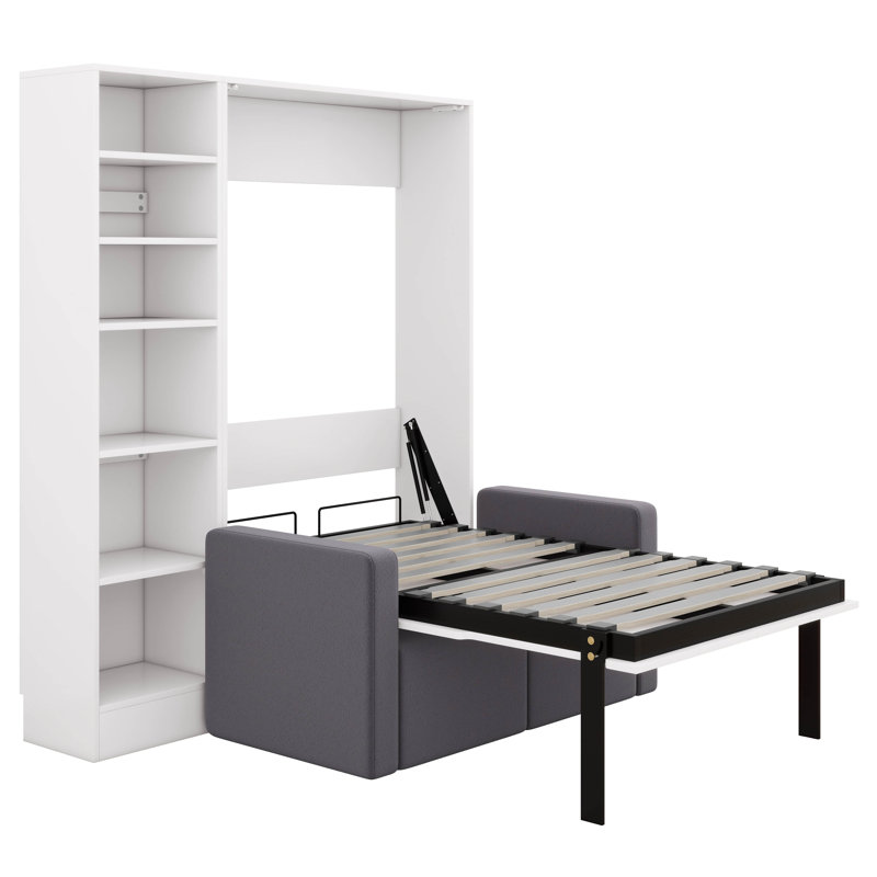 Lit escamotable avec canapé et tablettes Mironda, Simple