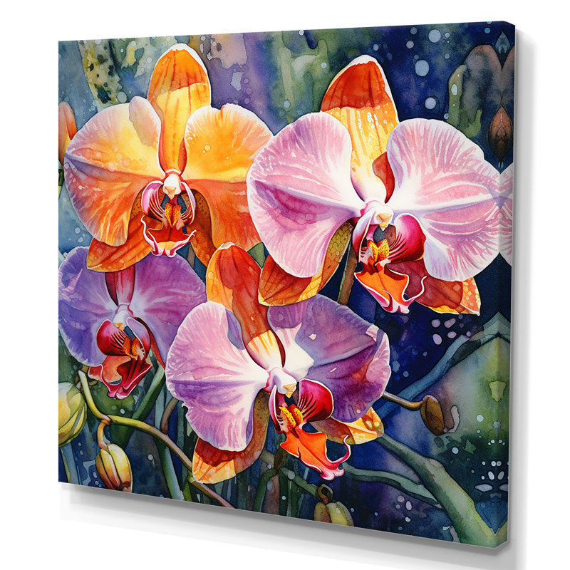 «Beautiful Colorful Dreamy Orchids I», reproduction sur toile, Toile tendue, H 30 po x l 30 po x P 1 po
