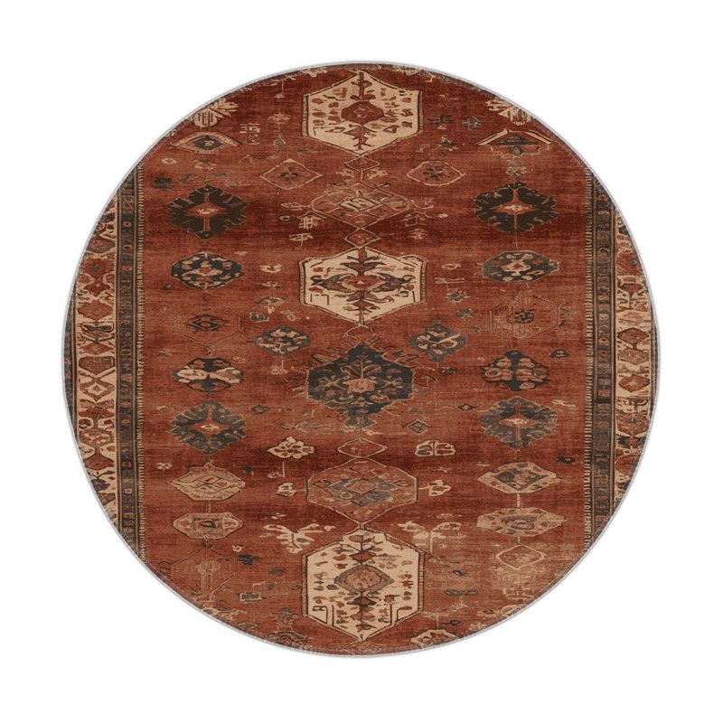 Tapis turc intérieur et extérieur brun, Rond 5 pi