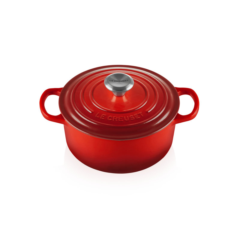 Le Creuset Cast Iron Round Casserole, Cerise, 24cm / 4.2L