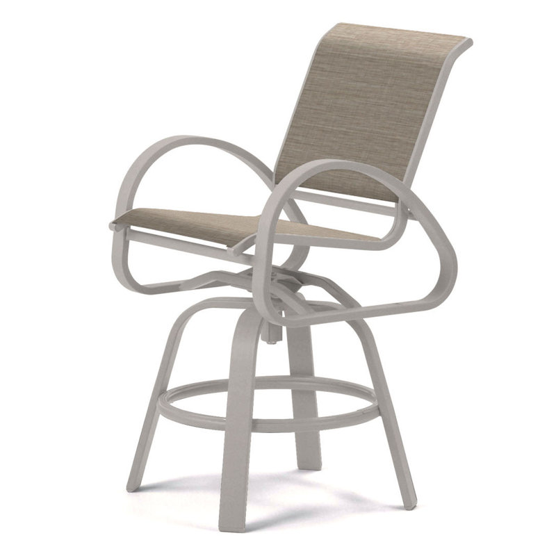 Tabouret de bar Holna, Bristol taupe Sunbrella®, Neige texturée