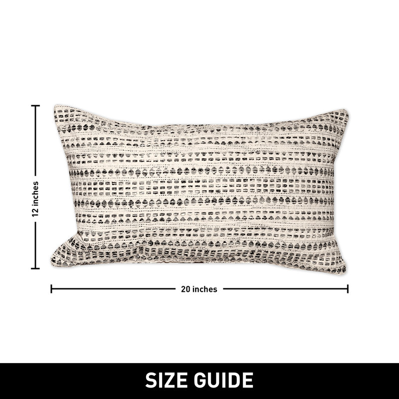 Off-White and Black Striped Cotton Blend Rectangular Pillow Set