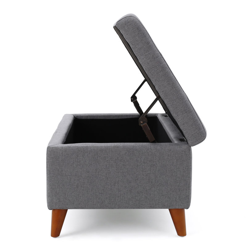  Banc de rangement Mid-Century avec repose-pieds et compartiment caché, gris clair
