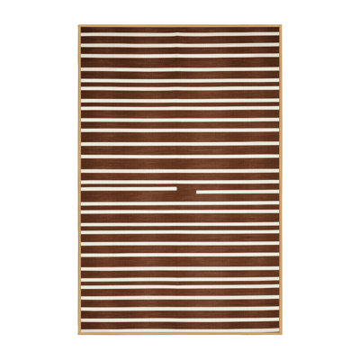 Tapis brun à rayures horizontales lavable à la machine