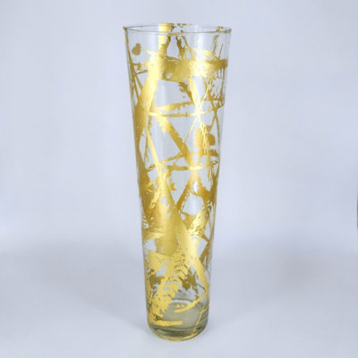 IRIS Solid Gilded Glass Taper Vase