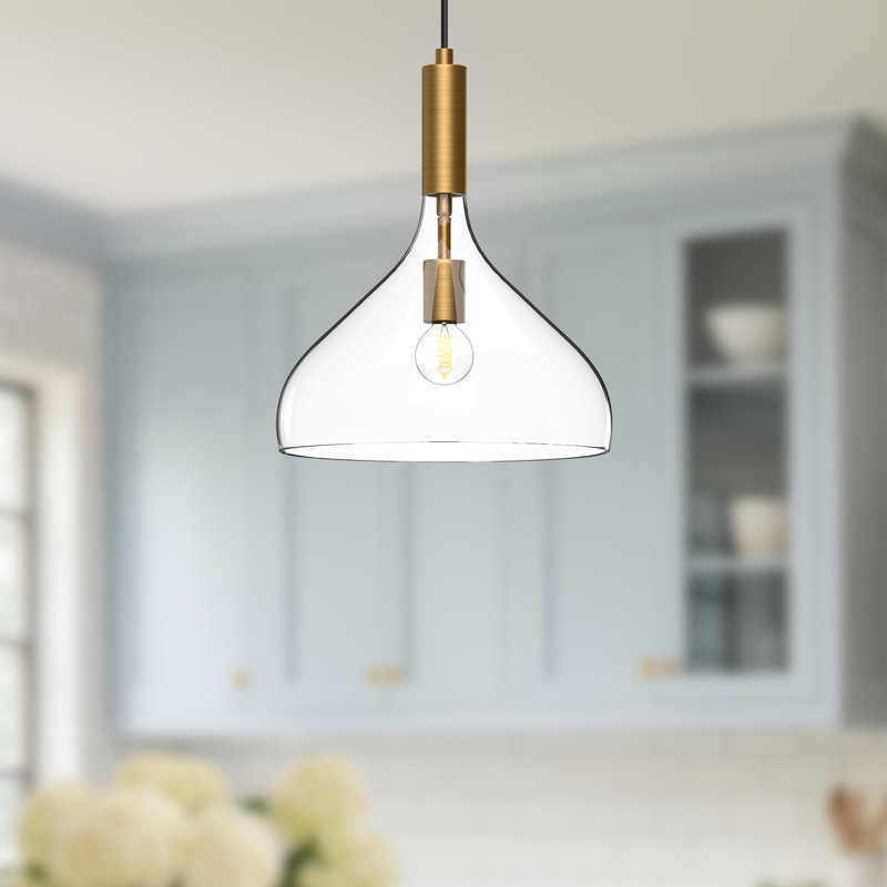 Luminaire suspendu en forme de dôme à 1 lumière Rayden, Or vieilli