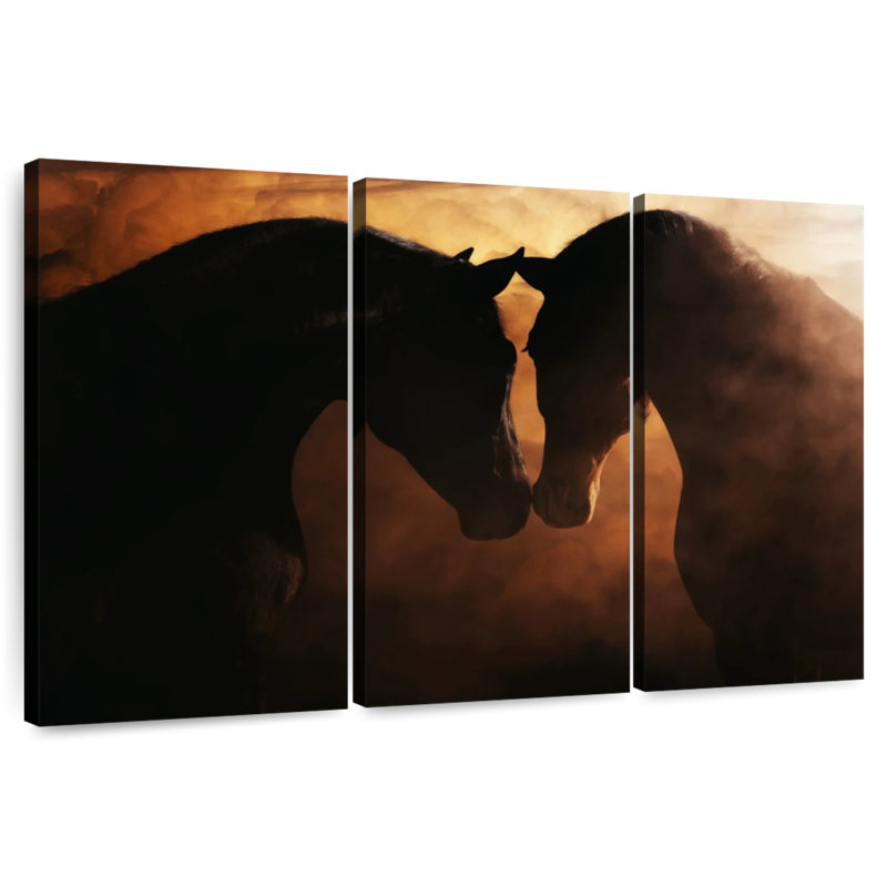 Chevaux dans la brume, H 20 po x l 33 po