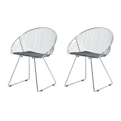Sayers 47 cm H Upholstered Faux Leather Windsor Back Dining Chair in Silver