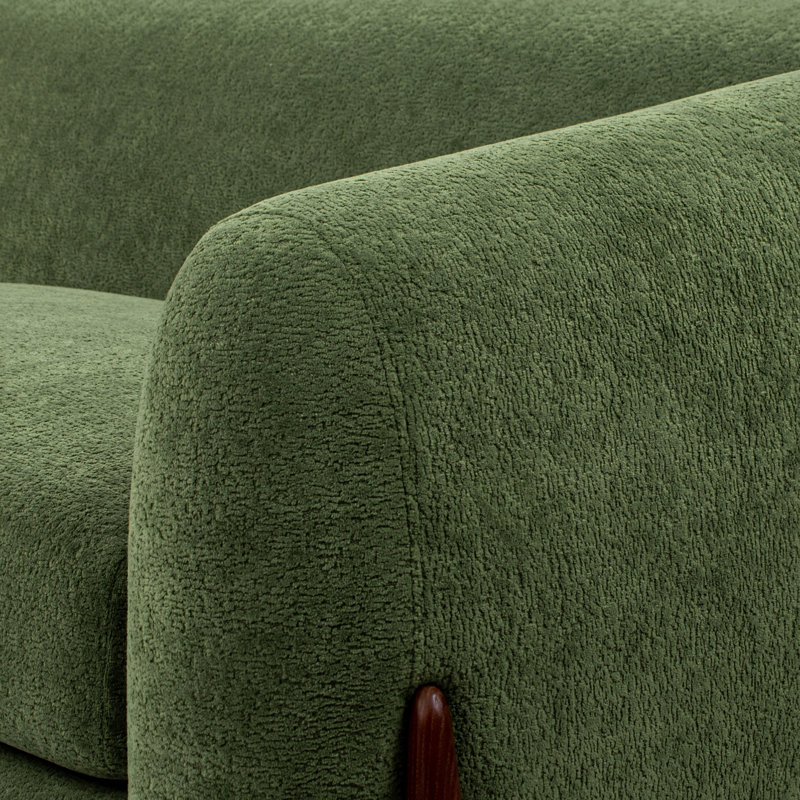 Amala Upholstered 90.5'' Sofa, Green Sherpa