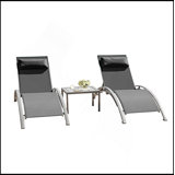 Pool Lounge Chairs Set Of 3-Lake Blue (2 Lounge Chairs+1 Table)