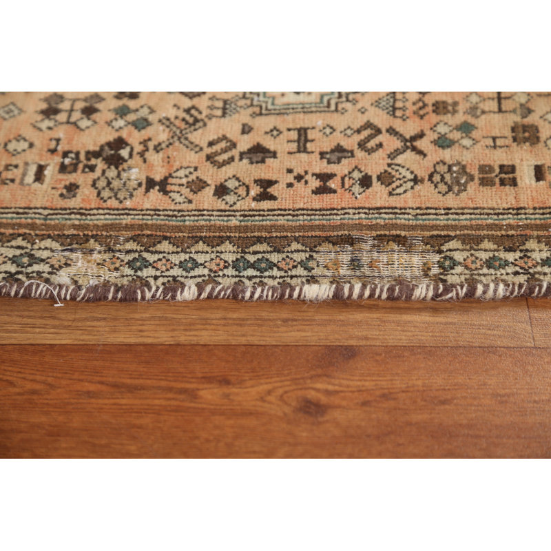 Tapis unique en laine noué à la main de style années 1960 de 1 pi 9 po x 3 pi 1 po Sibie