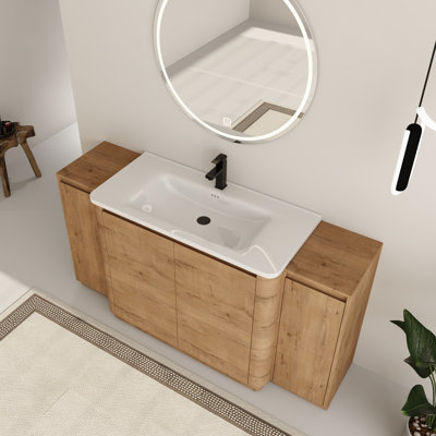 Addisin 60'' Free-standing Single Bathroom Vanity Set with Ceramic Vanity Top