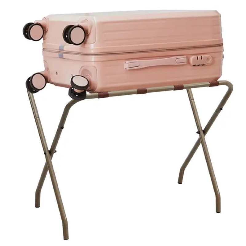 Gold and Brown Metal Folding Luggage Rack