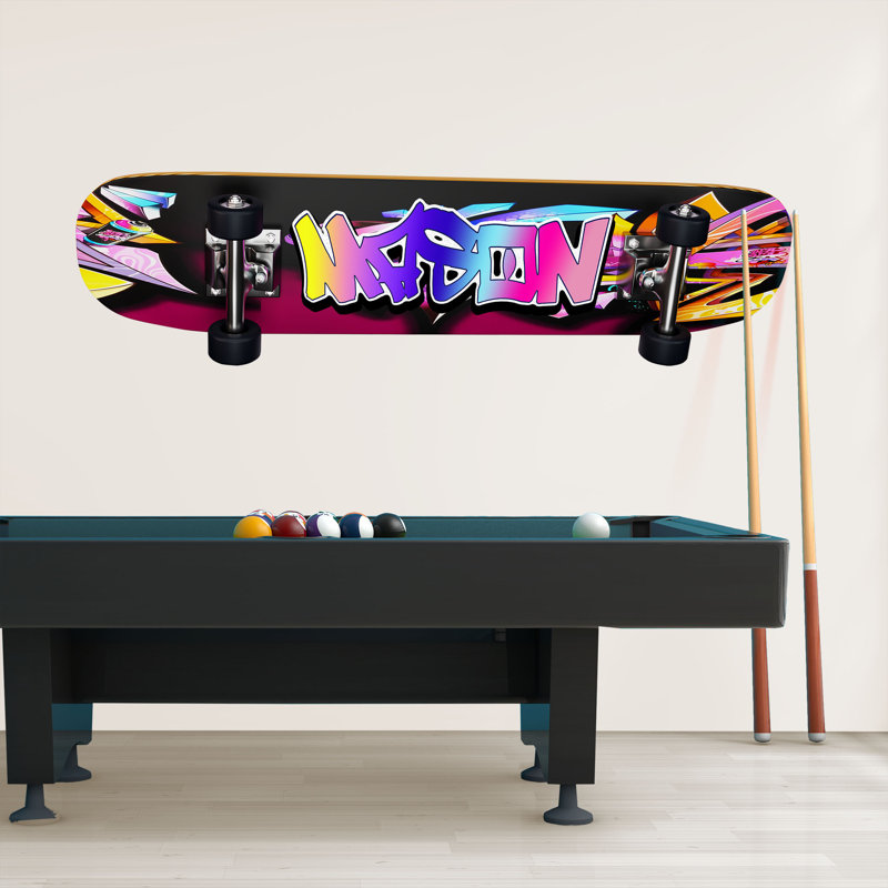 Adhésif décoratif sur mesure pour planche à roulettes, autocollant décoratif personnalisé, H 15 po x l 54 po, Oui