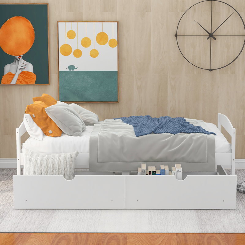 Lit plateforme avec rangement Braughton, Blanc
