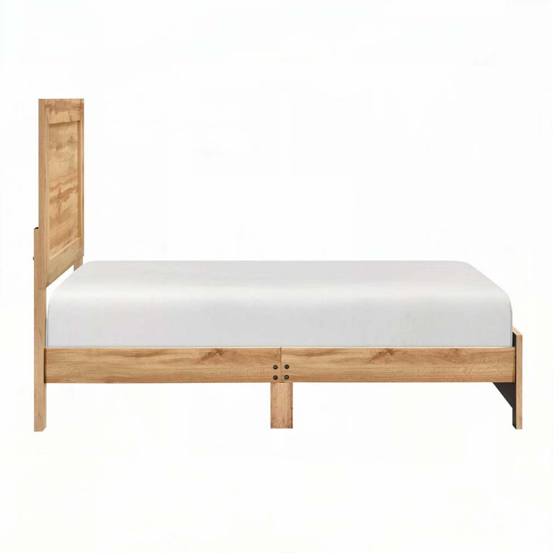 Rustic Wooden Panel Bed, Twin