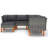 Ensemble de canapé modulaire d'extérieur 6 pièces Casey, rotin gris, bois massif