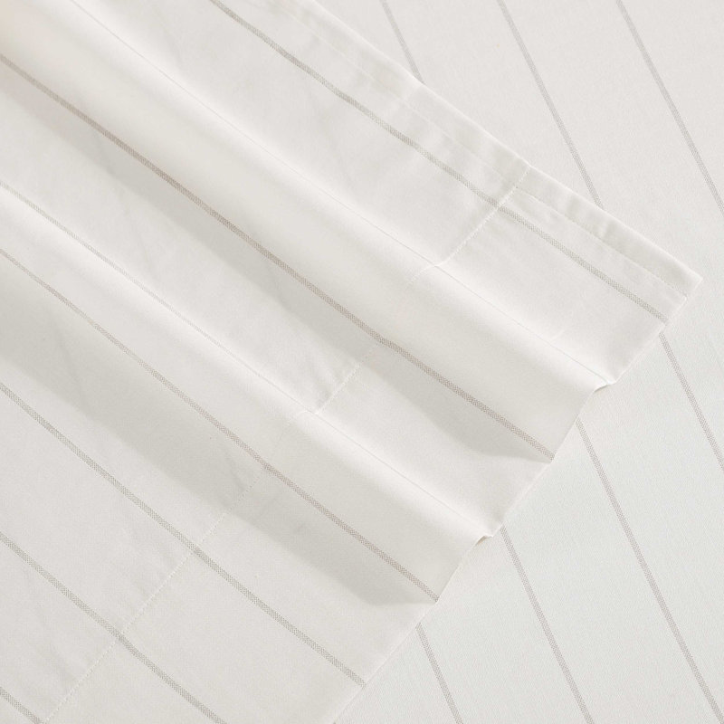 Tommy Bahama La Vida Stripe Cotton Sheet Set, King Sheet Set with 2 Pillowcases, Beige Palm Leaf