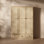 Armoire moderne à 3 portes avec panneaux en rotin, tiroirs spacieux et tablettes réglables pour l'organisation de la chambre à coucher