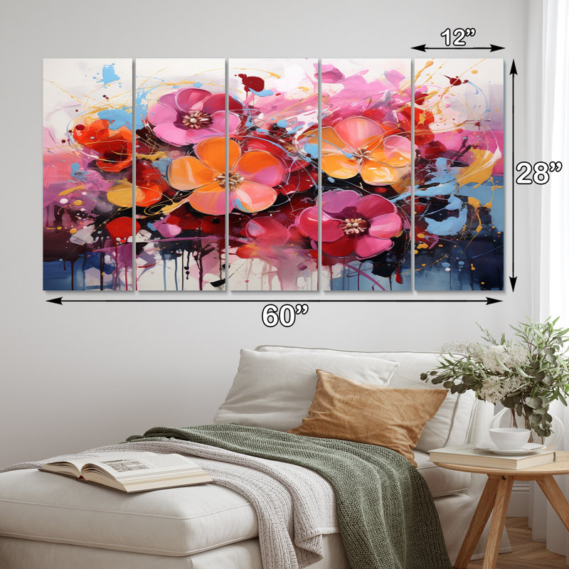 Ensemble de 5 décorations murales multicolores