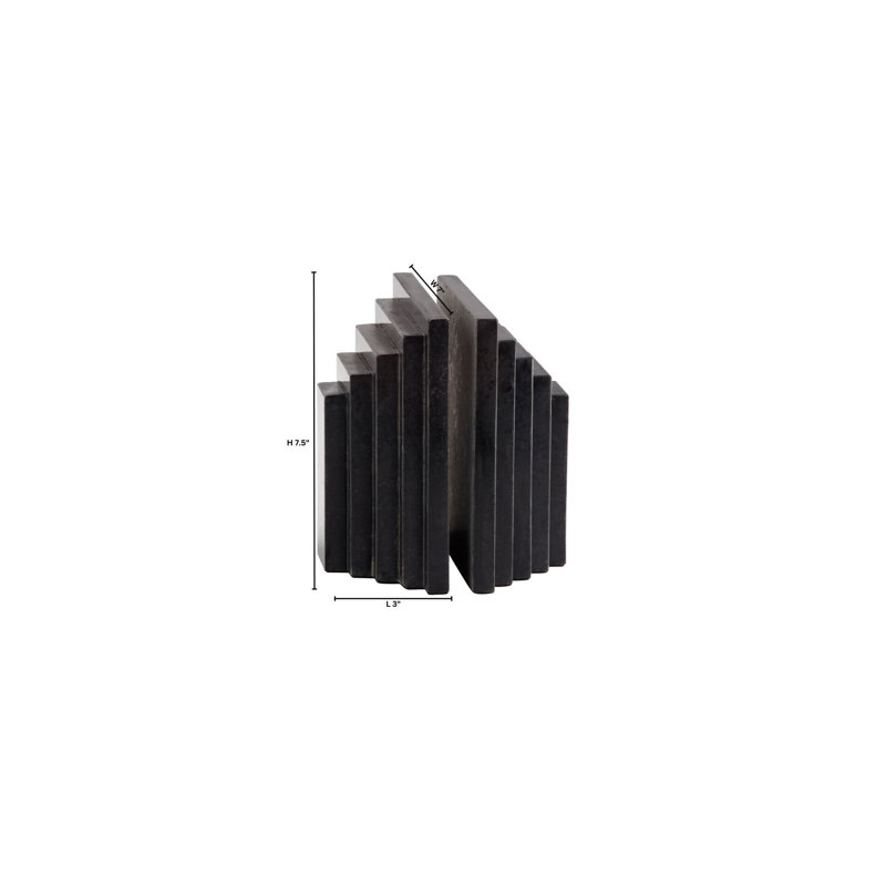 Epilogue Marble Non-skid Bookends, Black