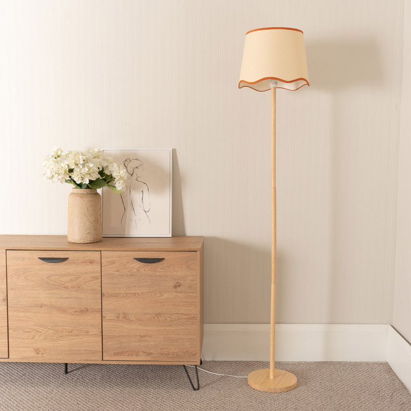 Roshina 182cm Traditional Floor Lamp, Natural/Red, Natural, No