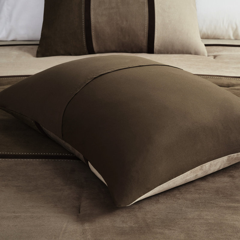 Édredon 7 pièces en simili suède brun avec motif charmant pour lit taille Brown, Brown