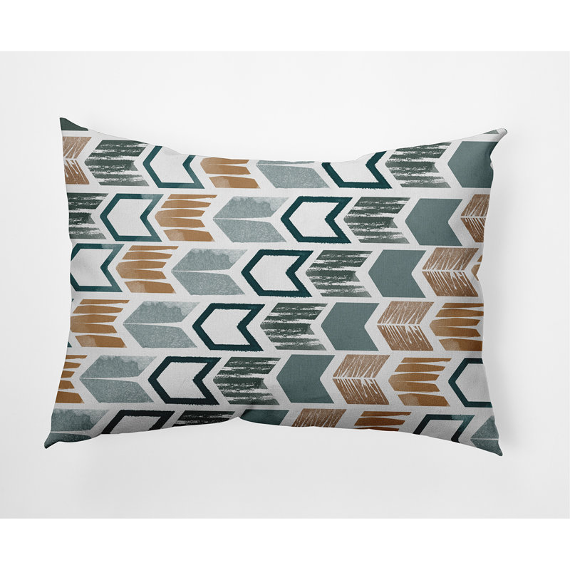 Geometric Outdoor Reversible Throw Pillow, Green
