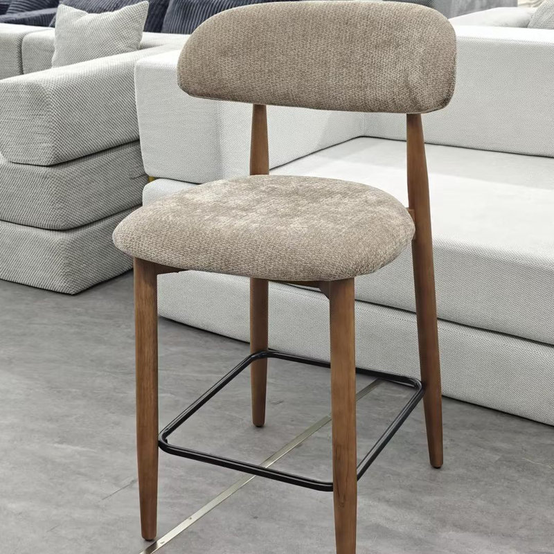 Chaise d'appoint rembourrée en bois massif, Gris clair