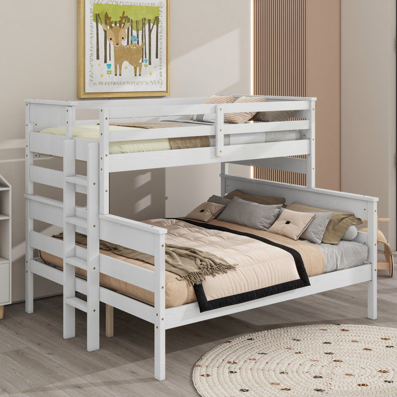 Wood Twin XL Over Queen Bunk Bed With Ladder