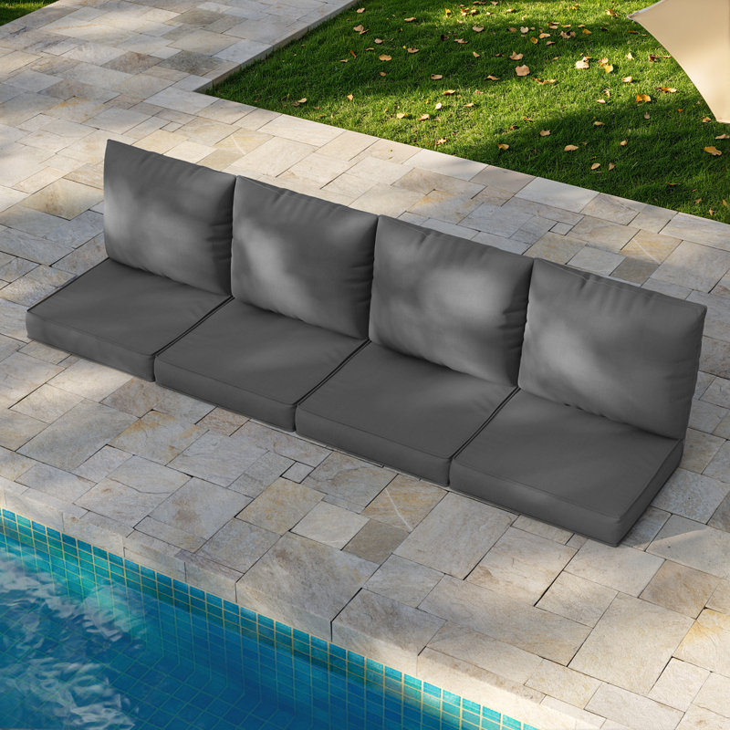 Ensemble de 8 coussins de patio extérieur, coussins de siège et de dossier extérieurs de remplacement pour meubles de patio, 4 coussins de siège et 4 coussins de dossier avec housses à fermeture à glissière.