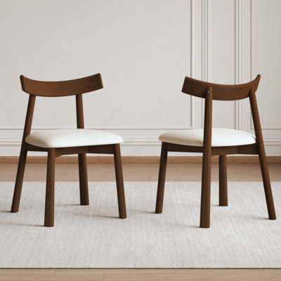 Ensemble de 2 chaises de salle à manger modernes avec finition, chaises de cuisine ergonomiques sans accoudoirs avec coussins épais, revêtement en cuir et pieds en bois robustes, chaises à dossier incurvé pour restaurant, café, chambre à coucher