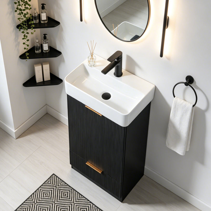Arbutus 18'' Modern Free-standing Single Bathroom Vanity Set For Small Space, Black