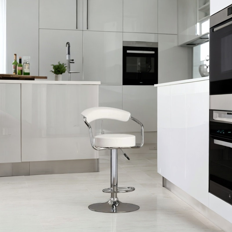 Tabouret réglable Majorie, Blanc / Blanc