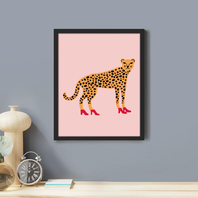 "Drôle de guépard jaune" sur papier, H 10 po x l 8 po, Noir