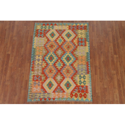 Geometric Kilim Reversible Area Rug 4x6