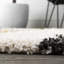 Jubei Modern Bold Strie' Shag Beige/Black/Yellow Rug-132420044