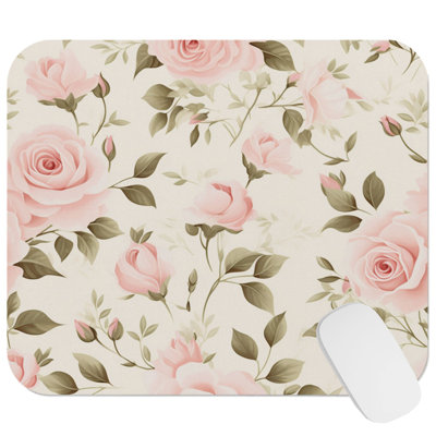 Floral Rose Floral Rose Flowers Flower Pattern IV Gaming Cute Office Laptop Desk Pad Gift Mat Square Rectangle Non-Slip Mousepad