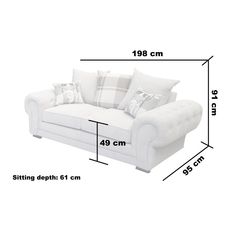 Alcrossagh 3 Seater Sofa, Light Grey