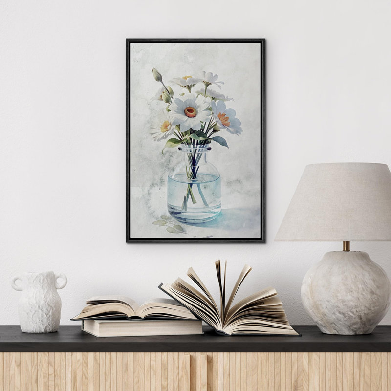 Plante en bouteille, marguerites oranges blanches dans la bouteille, plantes, illustrations modernes, ultra