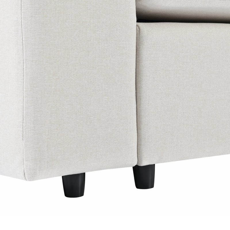 Canapé modulaire en L avec coussins de dossier amovibles, Coton beige